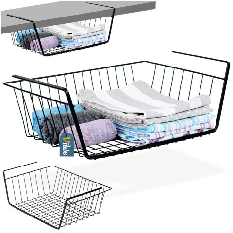 Koszyk podwieszany pod półkę metalowy czarny 40,5x26,5x14,5 cm