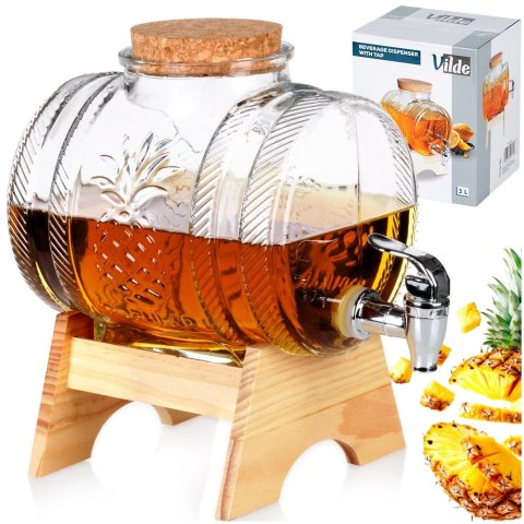 Słój Dozownik Dyspender do Napojów z Kranikiem Stojakiem Szklany ORION 3l