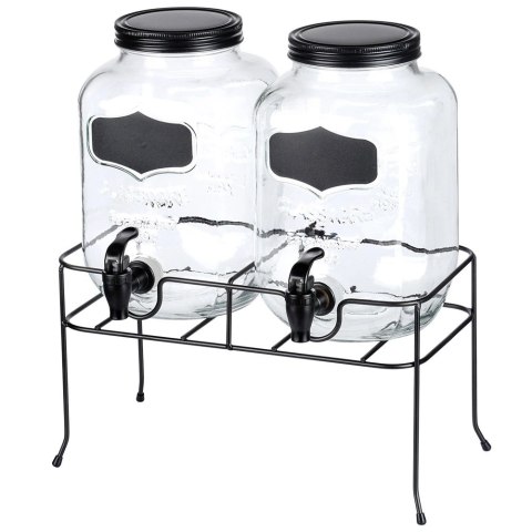 Słój do napojów z kranikiem i stojakiem czarnym 2x4 l 3 el.