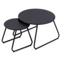 Stolik Kawowy Zestaw Metalowy Czarny 2 szt. Gniazdowy AMBIANCE