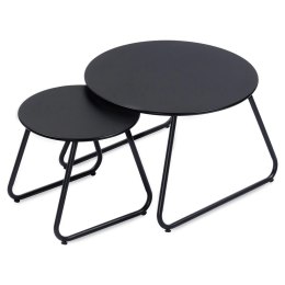 Stolik Kawowy Zestaw Metalowy Czarny 2 szt. Gniazdowy AMBIANCE
