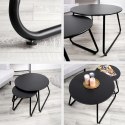 Stolik Kawowy Zestaw Metalowy Czarny 2 szt. Gniazdowy AMBIANCE