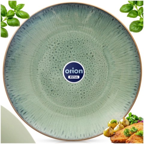 Talerz Obiadowy Płytki Ceramiczny Zielony GLAZE 27 cm ORION Szkliwiony