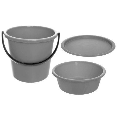 Wiadro z Misą i Pokrywką 13 L/5 L ORION Zestaw 3 Elementy Tworzywo