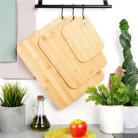 Zestaw Deski do Krojenia Kuchenne Drewniane Bambusowe Solidne VILDE 3 szt.