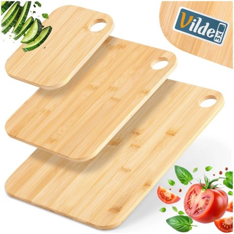 Zestaw Deski do Krojenia Kuchenne Drewniane Bambusowe Solidne VILDE 3 szt.