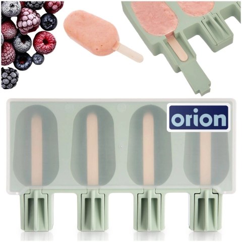 Forma do Lodów ORION Silikonowa Zielona Pokrywka na 4 szt. + Patyczki