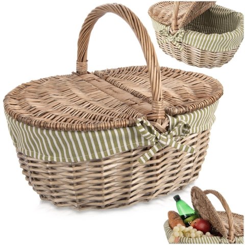 Kosz piknikowy wiklinowy zamykany 42x32x35 cm