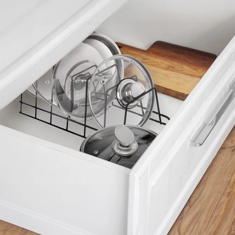 Stojak na Pokrywki Talerze Metalowy Czarny RADKA 6 szt. 34,5 cm ORION