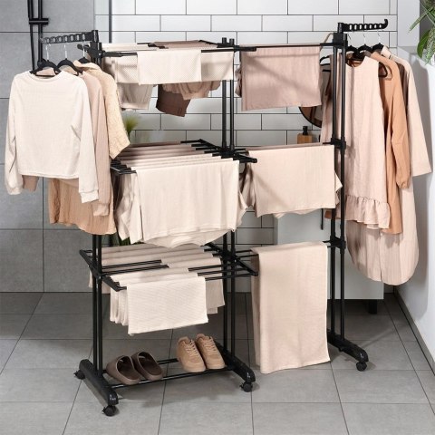 Suszarka na Pranie Pionowa Rozsuwana Regulowana Czarna ORION 130x64x172 cm