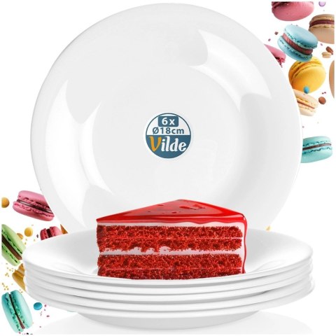 Talerze deserowe szklane białe 18 cm 6 szt.