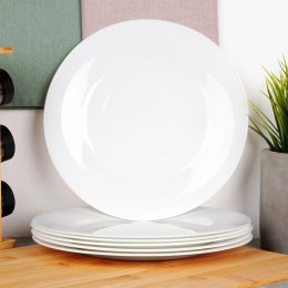 Talerze Obiadowe Płytkie Szkło Białe 6 szt. VILDE 25,5 cm Opalowe