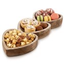 Drewniany Talerz na Przekąski Mango 40 cm 3 Serca Półmisek Dip