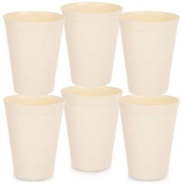 Zestaw 6 Kubków 300 ml Kremowe Plastikowe Sandy do Mikrofali