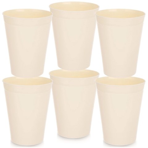 Zestaw 6 Kubków 300 ml Kremowe Plastikowe Sandy do Mikrofali