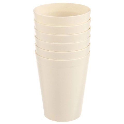 Zestaw 6 Kubków 300 ml Kremowe Plastikowe Sandy do Mikrofali