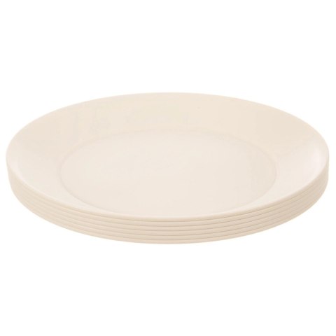 Zestaw 6 Talerzy Obiadowych 23,5 cm Kremowe Plastikowe Piknik