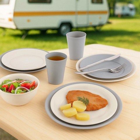 Zestaw 6 Talerzy Obiadowych 23,5 cm Szare Nietłukące do Mikrofali