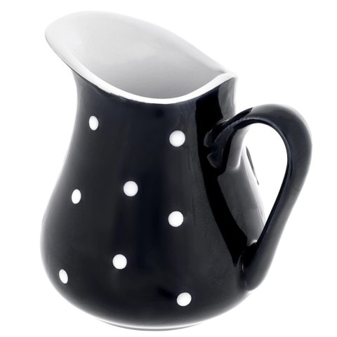 Dzbanek Ceramiczny 480 ml Czarny w Groszki Dots Mlecznik Sosjerka