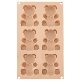 Forma Silikonowa Misie na 6 Babeczek Beżowa ORION 30 cm do Pieczenia