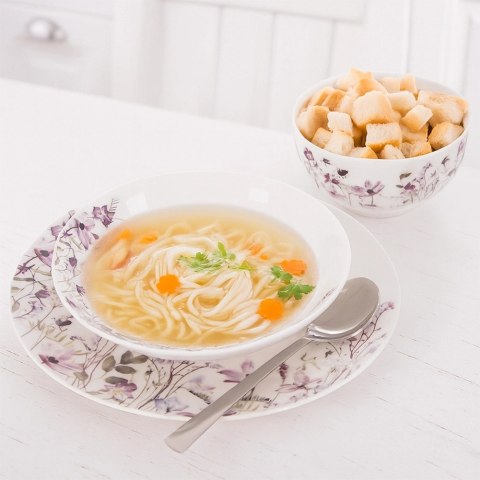 Talerz Głęboki Porcelanowy 600 ml Louka na Zupę Makaron Kwiaty