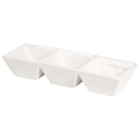 Miseczki na przekąski ceramiczne białe potrójne 29 cm