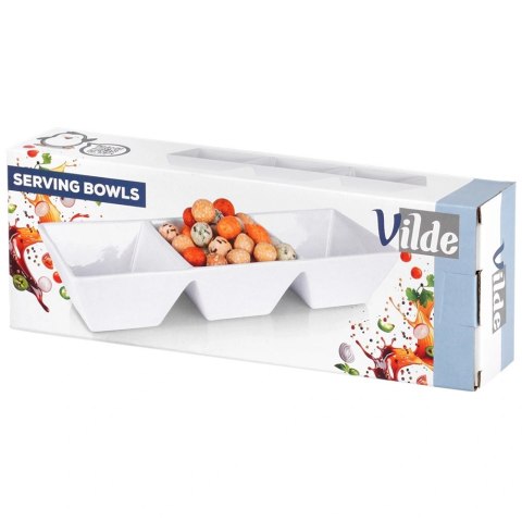 Miseczki na przekąski ceramiczne białe potrójne 29 cm