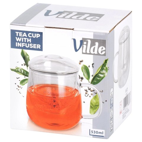 Kubek z zaparzaczem i pokrywką szklany 530 ml