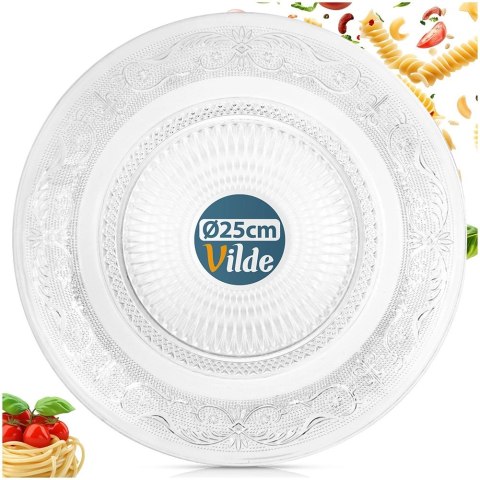 Talerz Obiadowy 25 cm Szkło Kryształowe Patera do Serwowania VILDE