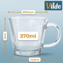 Zestaw 6 Szklanek XXL 370 ml Ryflowane do Kawy Herbaty Szkło VILDE
