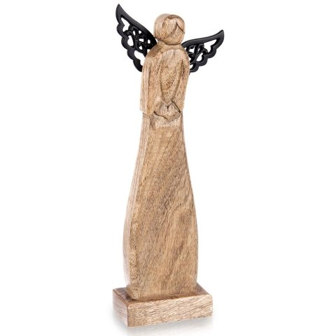 Figurka Anioł Drewno Mango 34 cm Metalowe Skrzydła Dekoracja