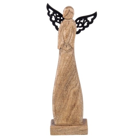 Figurka Anioł Drewno Mango 34 cm Metalowe Skrzydła Dekoracja