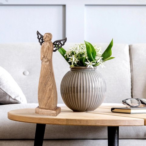 Figurka Anioł Drewno Mango 34 cm Metalowe Skrzydła Dekoracja