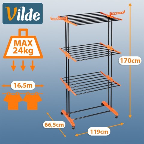 Suszarka na pranie metalowa czarna pionowa na kółkach XXL 73x170 cm