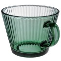 Duża Szklanka z Uchem do Kawy Herbaty Zielona Ryflowana 420 ml