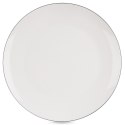 Duży Talerz Obiadowy Płytki Porcelanowy Biały z Czarną Obwódką 27 cm