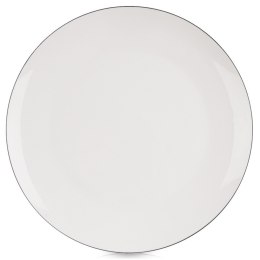 Duży Talerz Obiadowy Płytki Porcelanowy Biały z Czarną Obwódką 27 cm