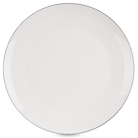 Duży Talerz Obiadowy Płytki Porcelanowy Biały z Czarną Obwódką 27 cm