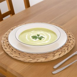 Duży Talerz Obiadowy Płytki Porcelanowy Biały z Czarną Obwódką 27 cm