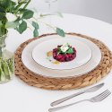Duży Talerz Obiadowy Płytki Porcelanowy Biały z Czarną Obwódką 27 cm