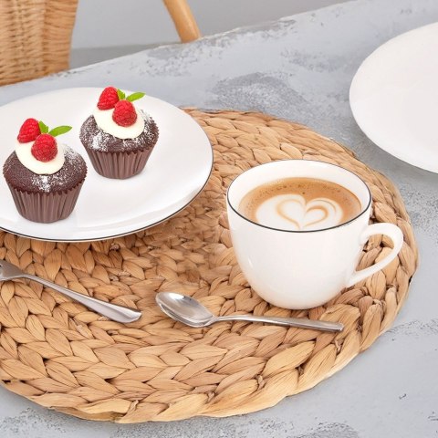 Filiżanka do Kawy Herbaty Porcelanowa Biała z Czarną Obwódką 200 ml