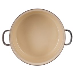 Garnek Emaliowany Kremowy w Kwiaty Maki 26 cm 5 L na Indukcję