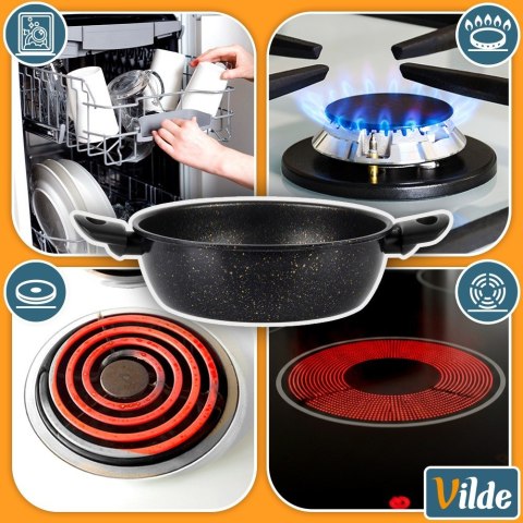 Garnek Granitowy Non-Stick do Gotowania Duszenia Czarny 2,7 L VILDE