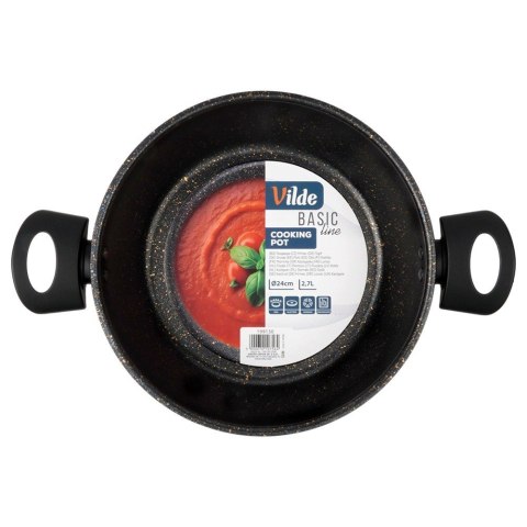 Garnek Granitowy Non-Stick do Gotowania Duszenia Czarny 2,7 L VILDE