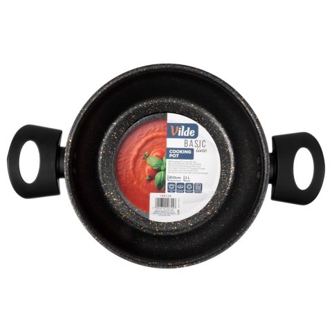 Garnek Granitowy Non-Stick do Gotowania Duszenia Czarny 2 L VILDE