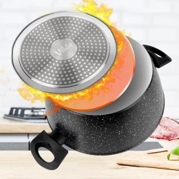 Garnek Granitowy z Pokrywką Indukcja Czarny 3,6 L 24 cm VILDE