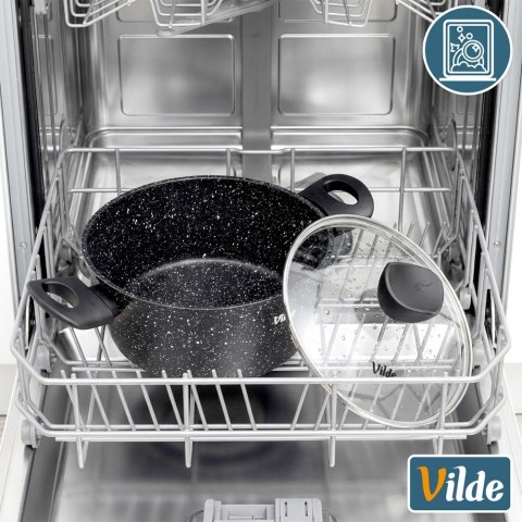 Garnek Granitowy z Pokrywką Indukcja Czarny 3,6 L 24 cm VILDE