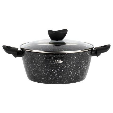 Garnek Granitowy z Pokrywką Indukcja Czarny 3,6 L 24 cm VILDE
