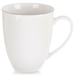 Kubek Porcelanowy do Kawy Herbaty Biały z Czarną Obwódką 390 ml