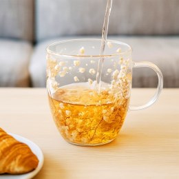 Kubek Szklany z Podwójną Ścianką Termiczny Kwiaty do Kawy 350 ml